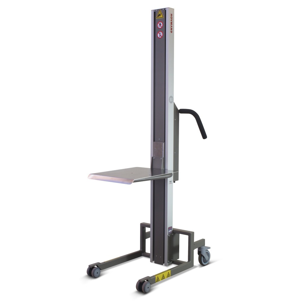 Hebelift HOVMAND mit Edelstahl-Plattform + V-Block, Hubbereich 140-2.140 mm, TK 90 kg