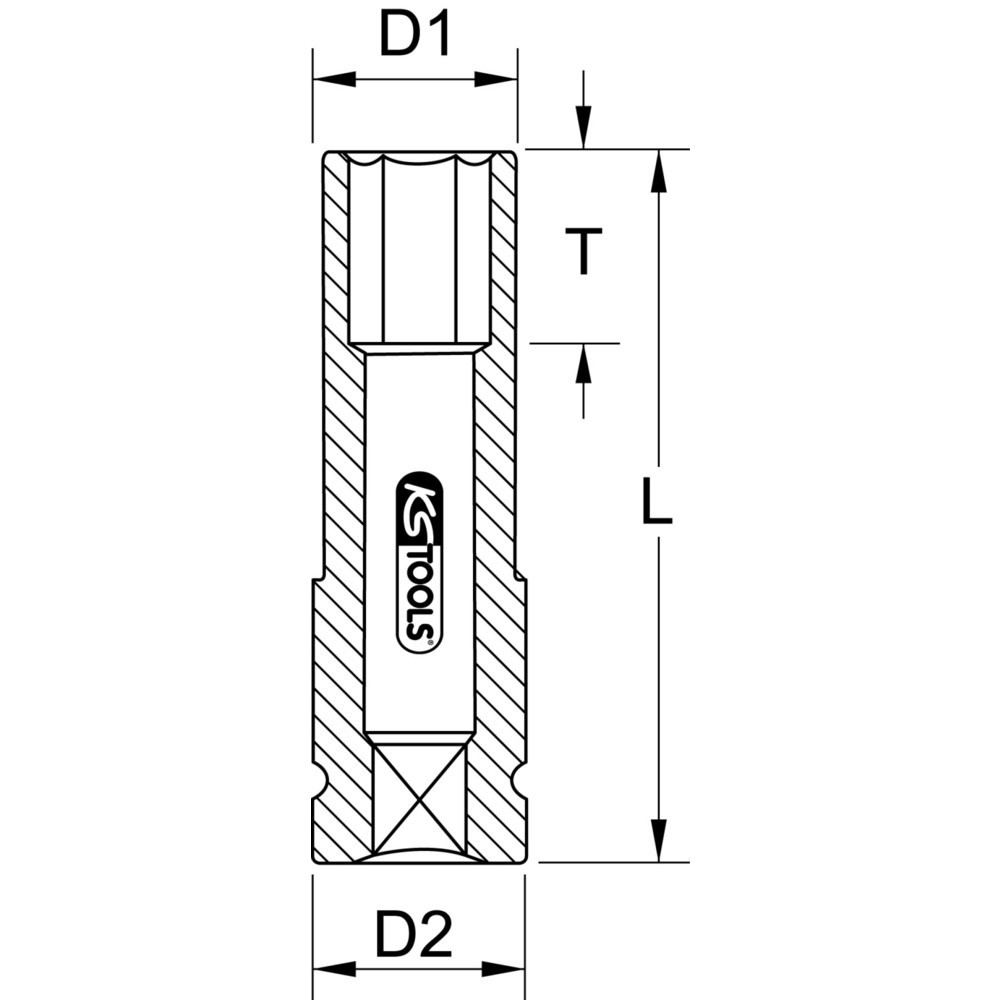 KS TOOLS SlimPOWER Alu-Felgen Kraft-Stecknuss, extra lang, 21 mm