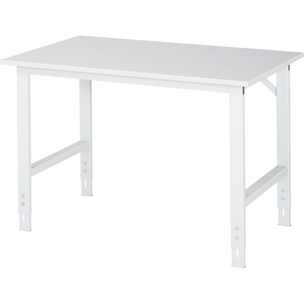 RAU Höhenverstellbarer Werktisch Serie TOM, HxBxT 760-1.080 x 1.250 x 800 mm, melaminharzbeschichtete Arbeitsplatte
