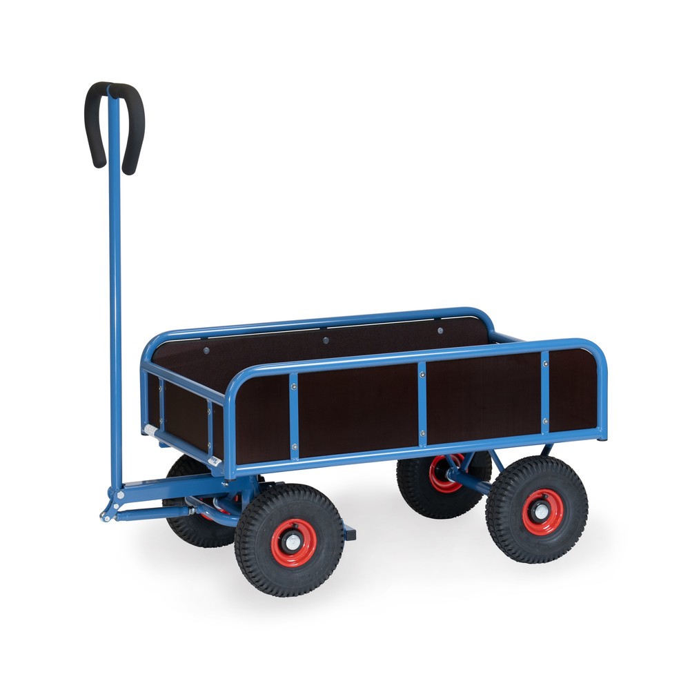Product afbeelding: fetra® 2-assige handwagen met 4 vaste wanden, luchtbanden, laadvlak BxD 545 x 945 mm