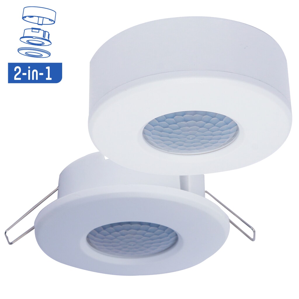 2-in-1 Decke Bewegungsmelder - PIR 360° IP20 Ø73mm - weiß Produktabbildung: 2-in-1 Decke Bewegungsmelder - PIR 360° IP20 Ø73mm - weiß