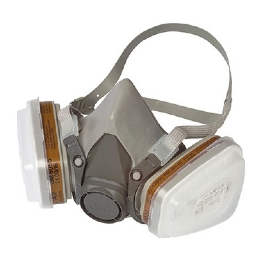 Produktabbildung: 3M™ Halbmaske 6002C Mehrweg inkl. Wechselfilter grau