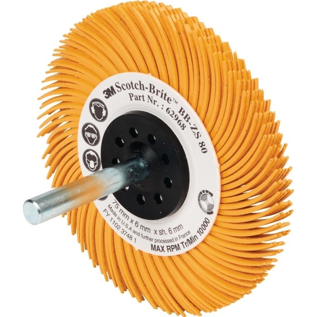 3M™ Radialbürstenscheibe BB-ZS Typ C, gelb, Ø 76,2 mm Körnung 80, 15000 min-¹ Produktabbildung: 3M™ Radialbürstenscheibe BB-ZS Typ C, gelb, Ø 76,2 mm Körnung 80, 15000 min-¹