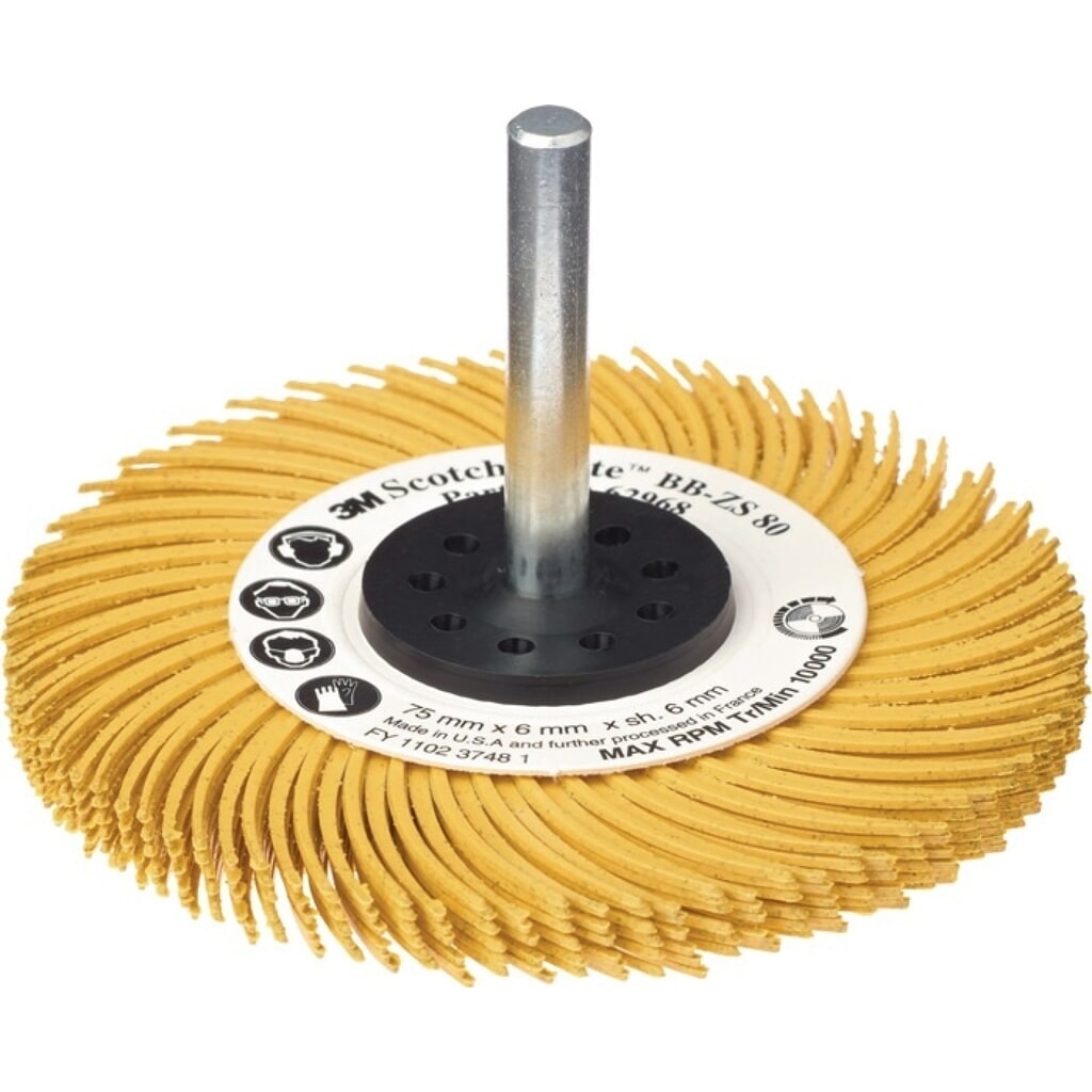 Produktabbildung Nr. 3: 3M™ Radialbürstenscheibe RB-ZB Typ C, gelb, Ø 75 mm Körnung 80, 20000 min-¹
