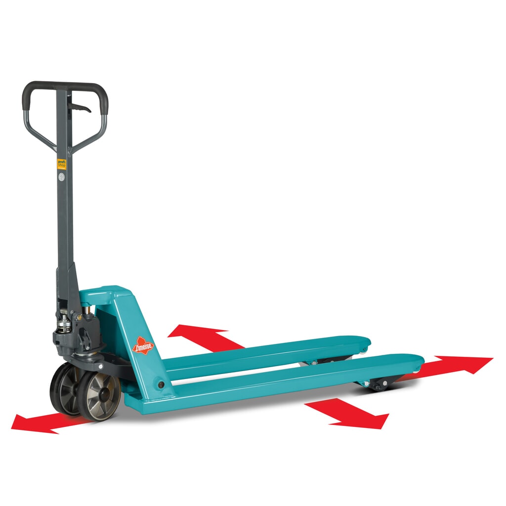 Produktabbildung: C-Ware Handhubwagen Ameise® 4-Wege, GL 1.150 mm, Polyurethan, RAL 5018 türkisblau