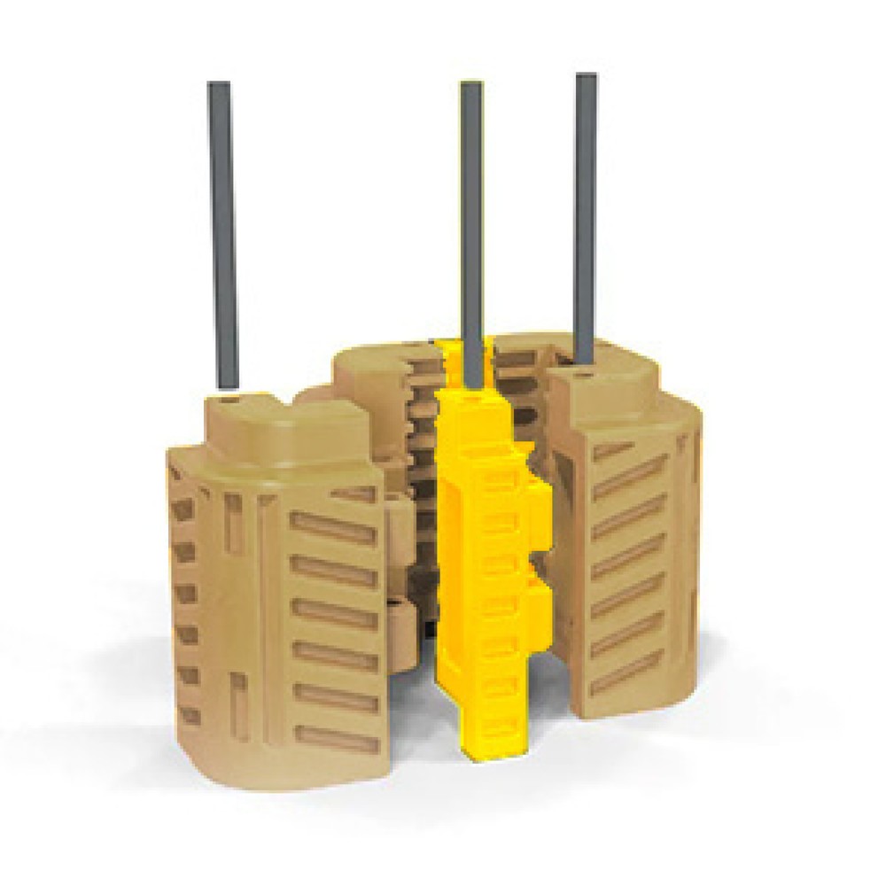 Produktabbildung: A-SAFE Distanzstücke aus MEMAPLEX® für Säulen-Anfahrschutz FlexiShield, gelb, Breite 100 mm