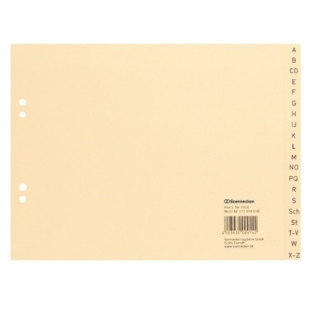 Produktabbildung: Soennecken Register 1920 DIN A4 A-Z halbe Höhe Papier chamois