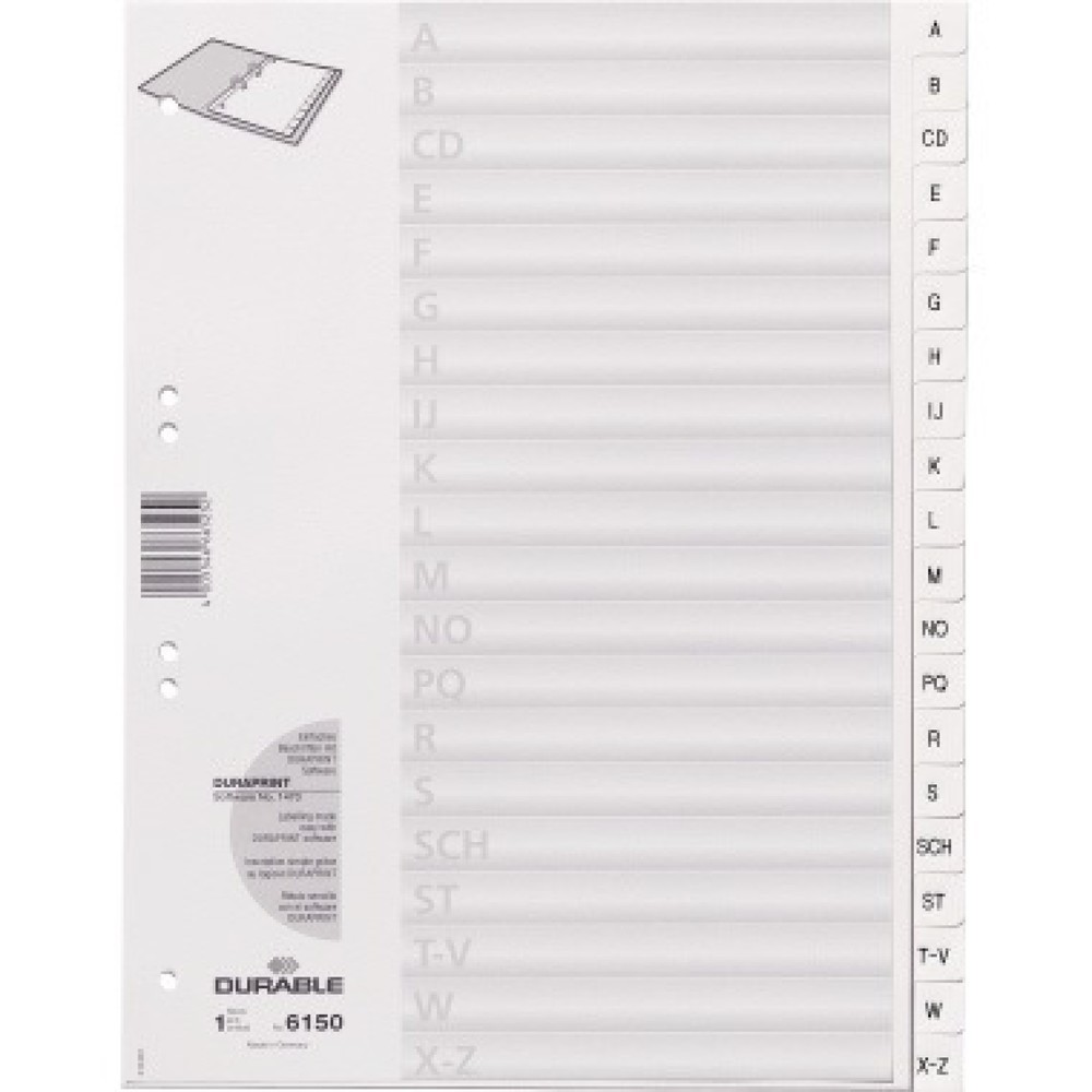 Produktabbildung: DURABLE Ordnerregister 615002 DIN A4 A-Z geprägte Taben ws