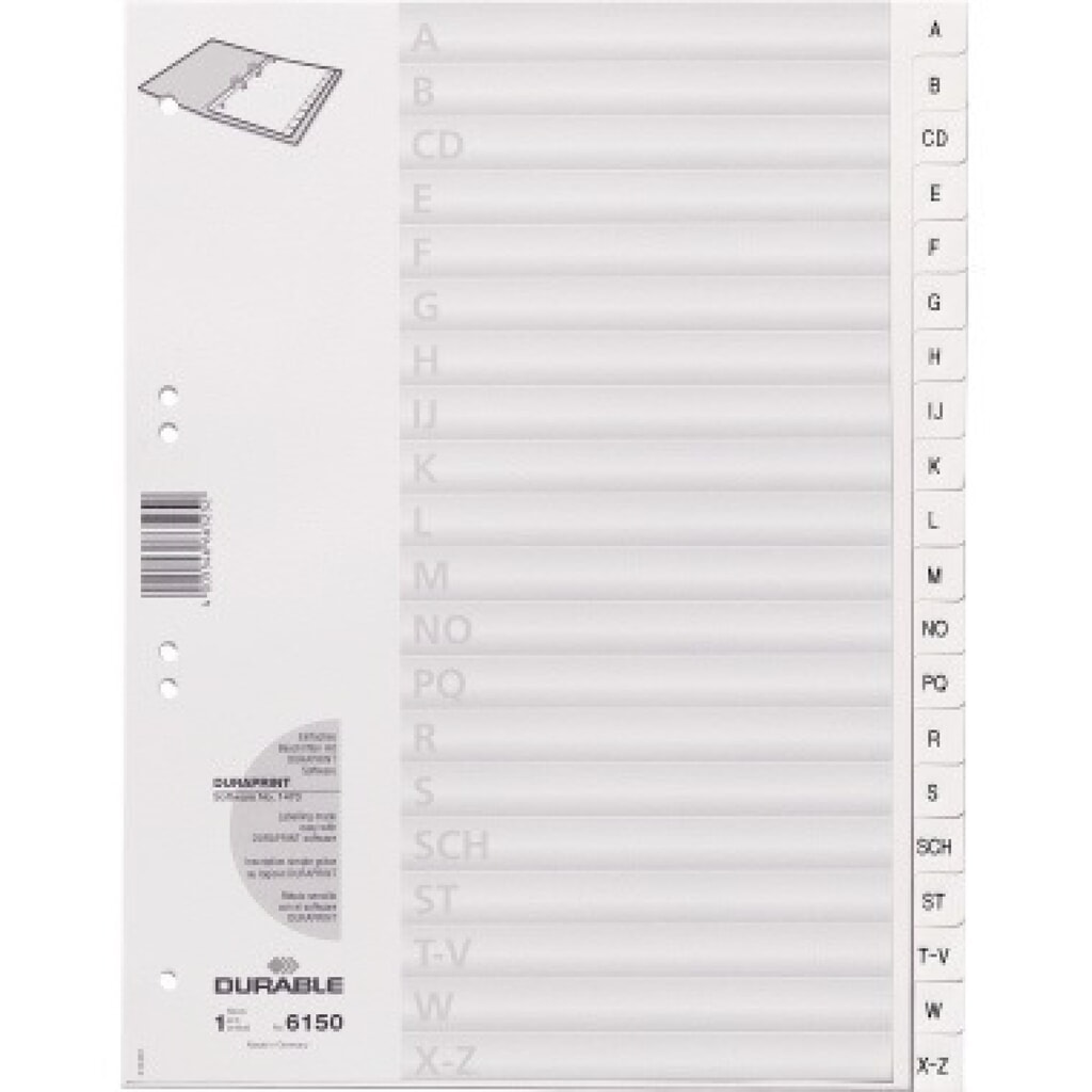 Produktabbildung: DURABLE Ordnerregister 615002 DIN A4 A-Z geprägte Taben ws