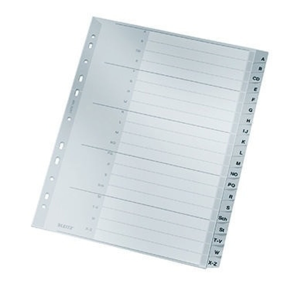 Leitz Register 12600000 A-Z DIN A4 20teilig PP grau Produktabbildung: Leitz Register 12600000 A-Z DIN A4 20teilig PP grau