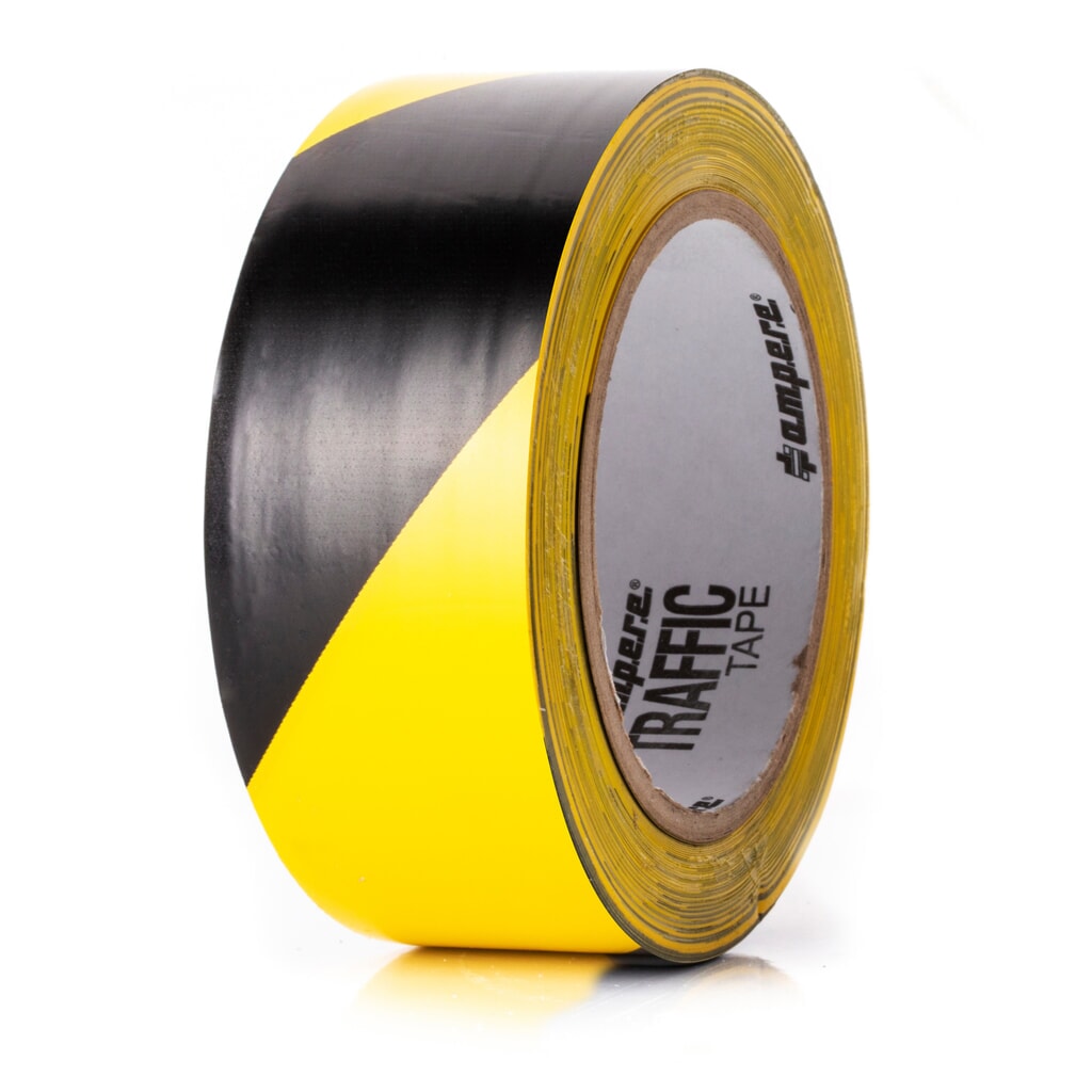 Produktabbildung: A.M.P.E.R.E. Bodenmarkierungsband Traffic Tape Standard, Breite 50 mm, Stärke 0,15 mm, Länge 33 m, gelb/schwarz