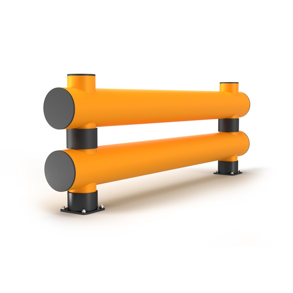 Produktabbildung: A.M.P.E.R.E. Rammschutzbarriere Rack Mammut®, Doppelplanke, Länge 2.000 mm