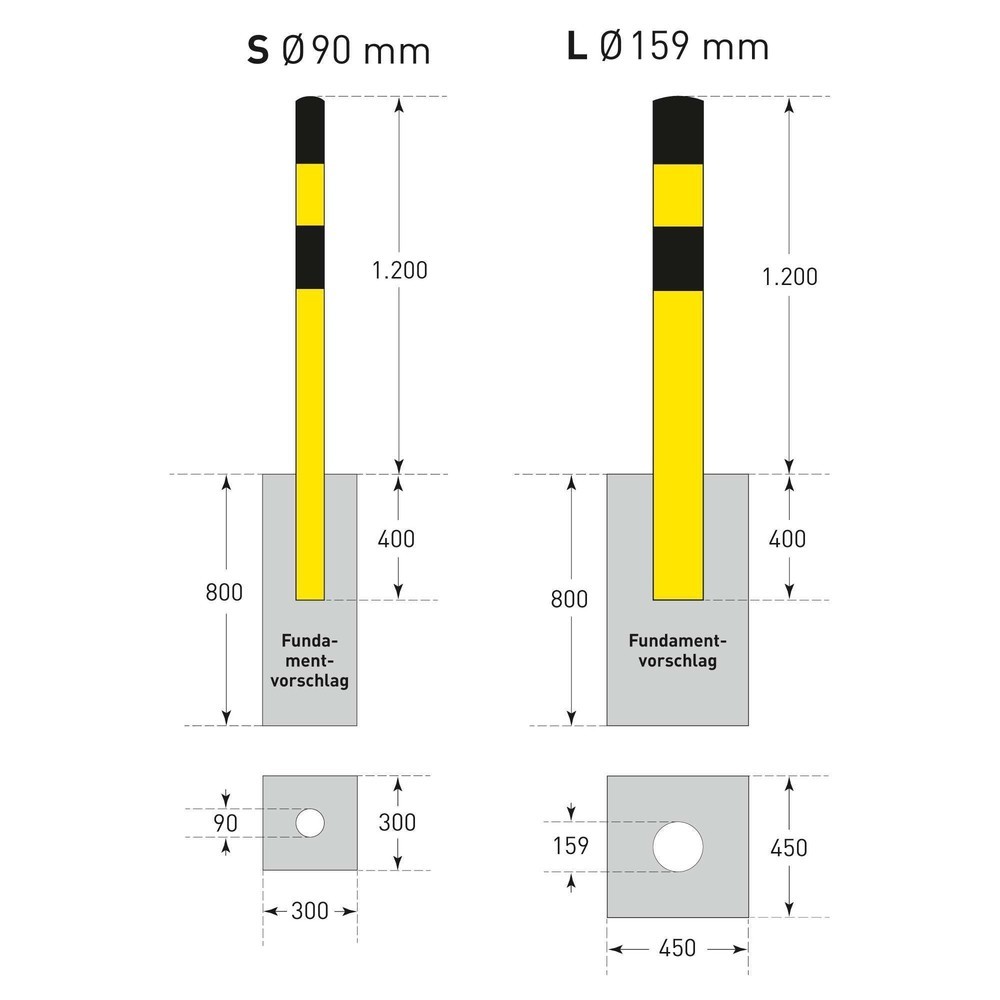Productafbeelding nr. 5: Beschermpaal MORAVIA, voor verankeren in beton, voor buiten, hoogte 1.600 mm, Ø 90 mm