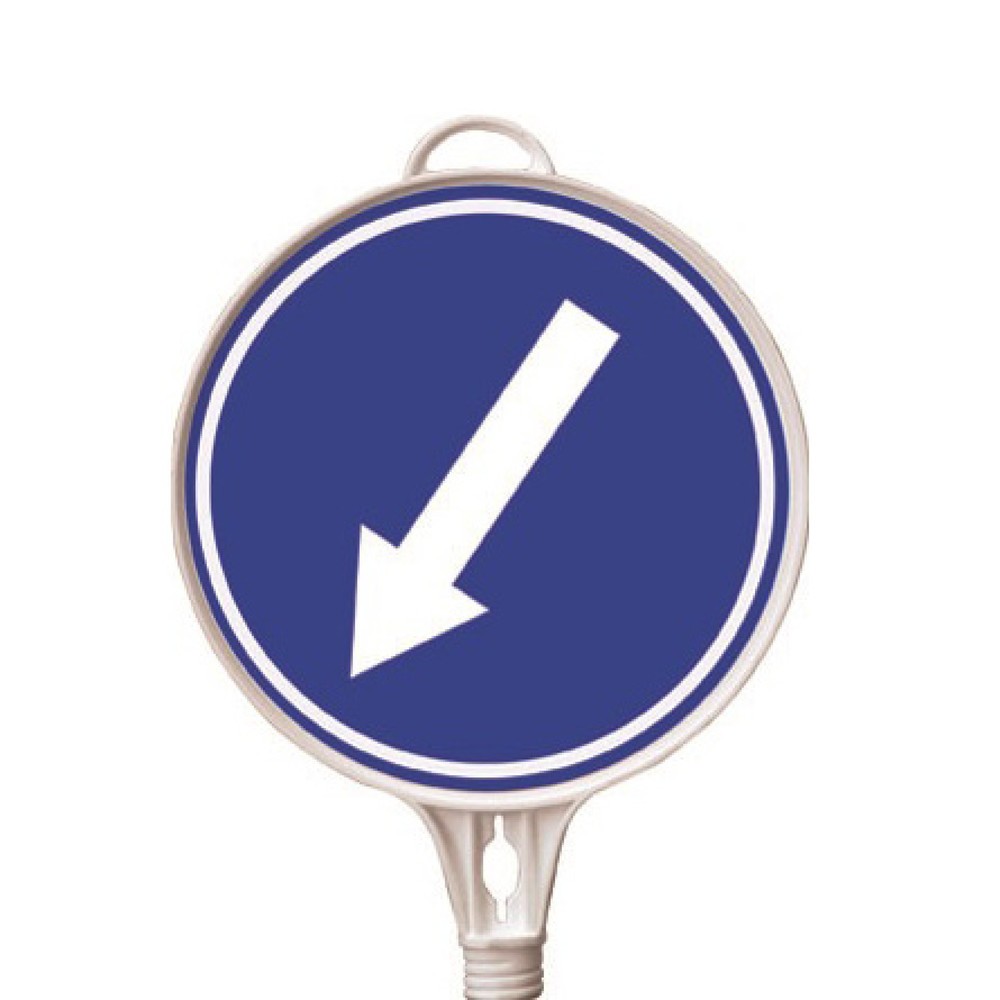 Product afbeelding: Waarschuwingsbord richtingspijl, linksonder, rond, Ø 380 mm
