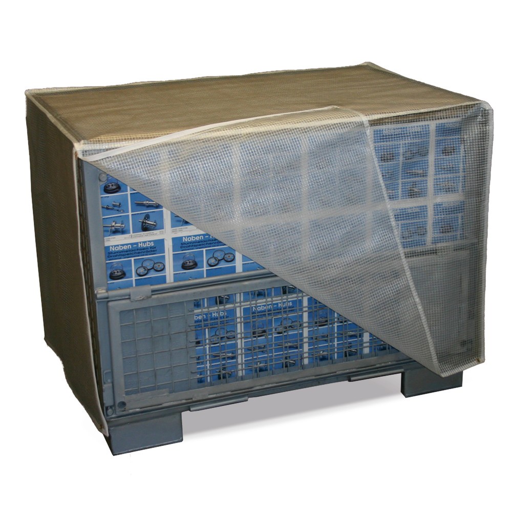 Produktabbildung: Abdeckhaube mit Saum und Ösen, HxBxT 950 x 1.250 x 850 mm, transparent, Reißverschluss