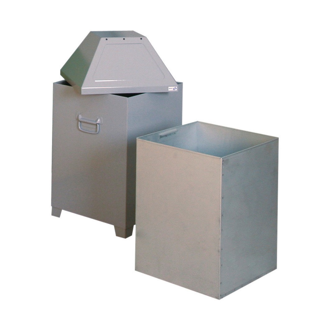 Produktabbildung: Abfallbehälter AB 100, Stahlblech, hellsilber, 95 Liter