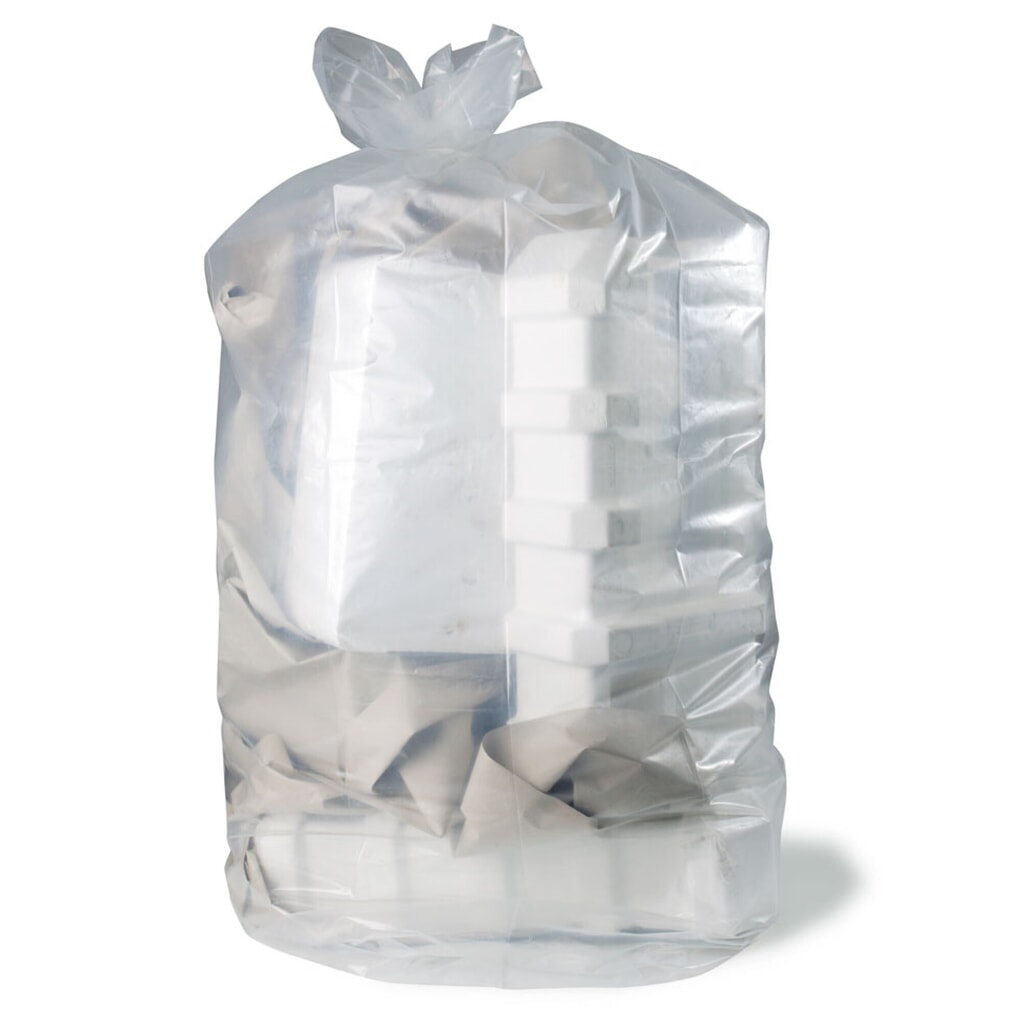 Produktabbildung: Premium-Abfallsack XL, 1000 Liter, transparent, 800 + 500 x 2200 mm (Offene Seite + Seitenfalte x L), 50 Stk/VE