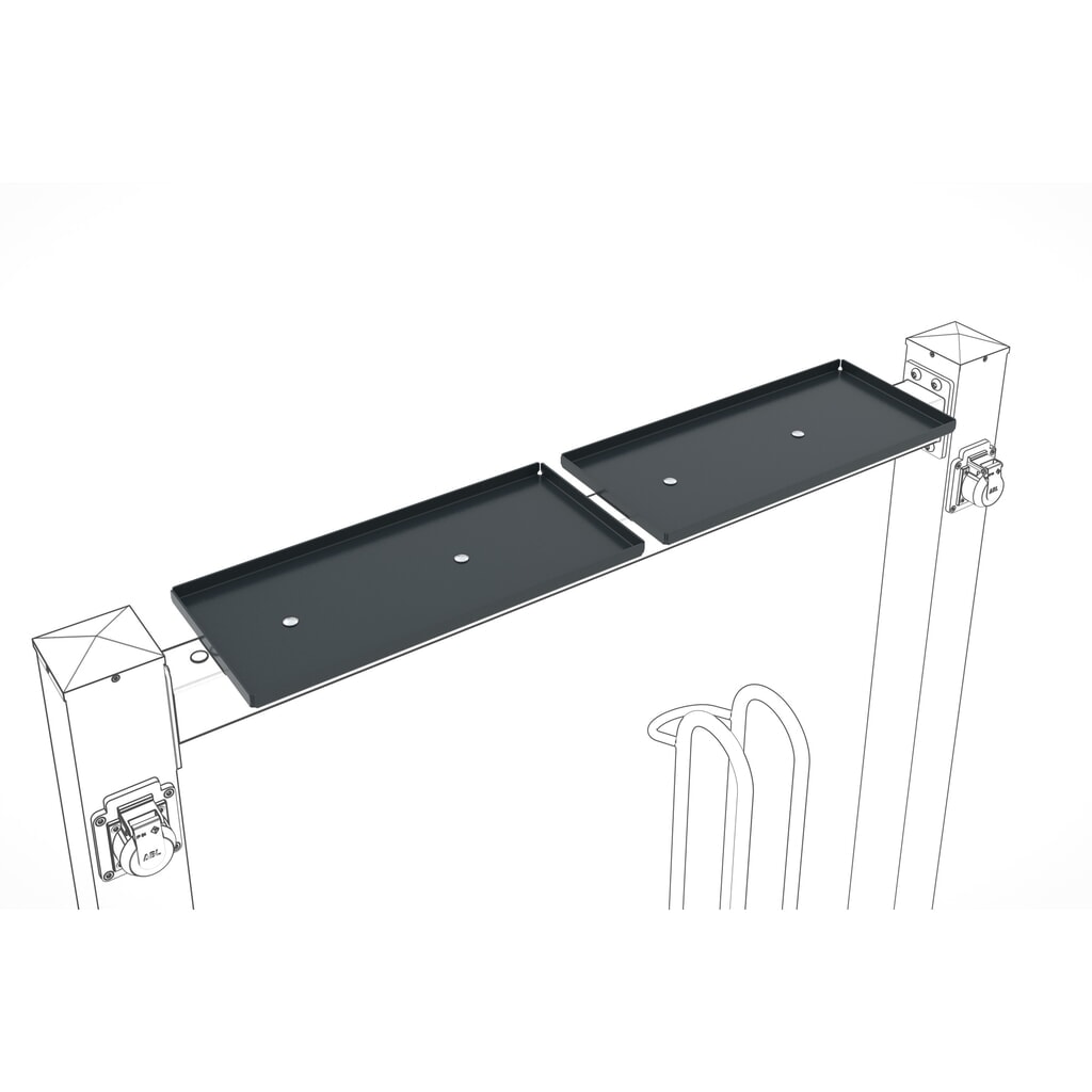 Ablagefach für wsm® Lademodul, für 1 Stellplatz, anthrazitgrau Produktabbildung: Ablagefach für wsm® Lademodul, für 1 Stellplatz, anthrazitgrau