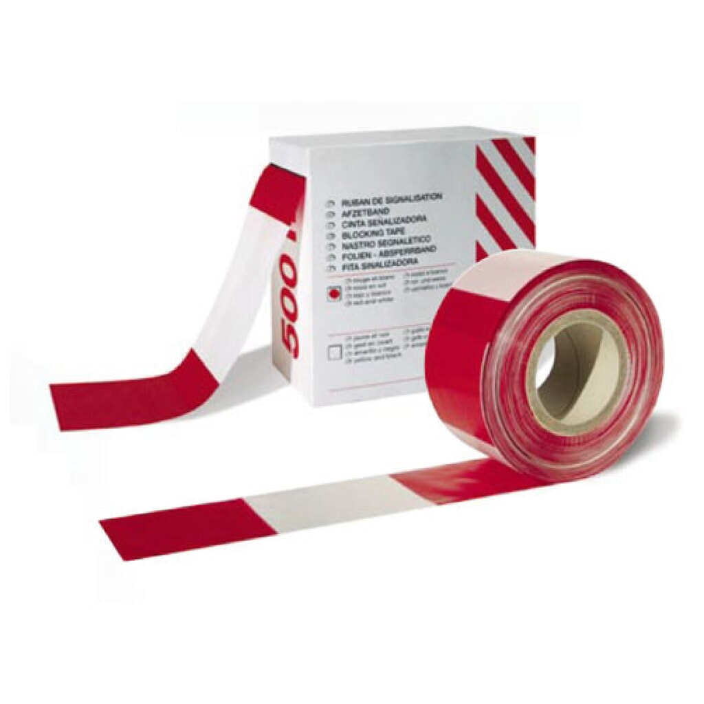 Absperrband, rot/weiß Produktabbildung: Absperrband, rot/weiß