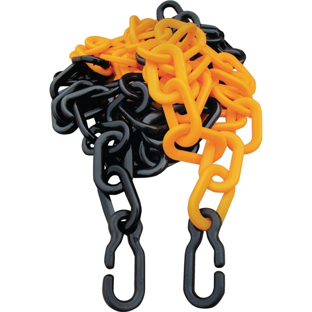 Absperrkette PP gelb/schwarz 9mm L.3m m.2 Universalhaken Produktabbildung: Absperrkette PP gelb/schwarz 9mm L.3m m.2 Universalhaken