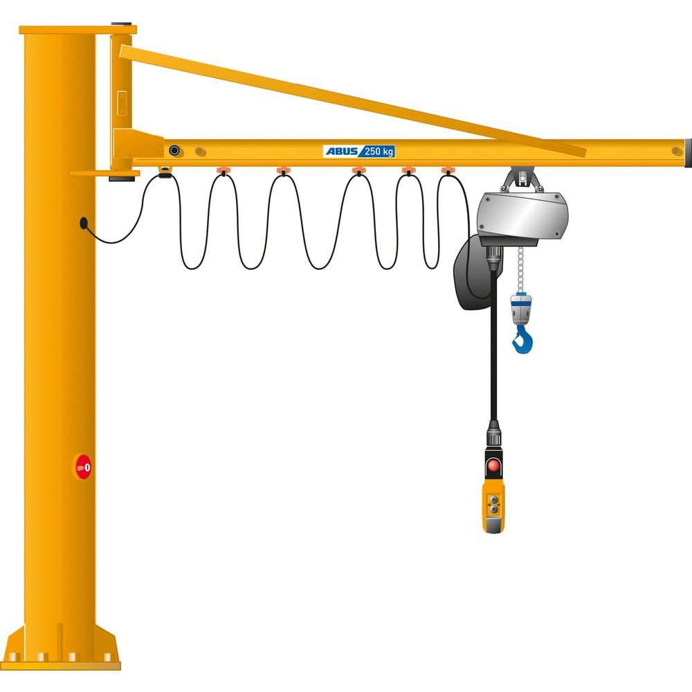 Illustration du produit: ABUS Potence LS, version sur fût, plaque à cheviller, plage de rotation de 270°, portée 3 m, capacité de charge 125 kg