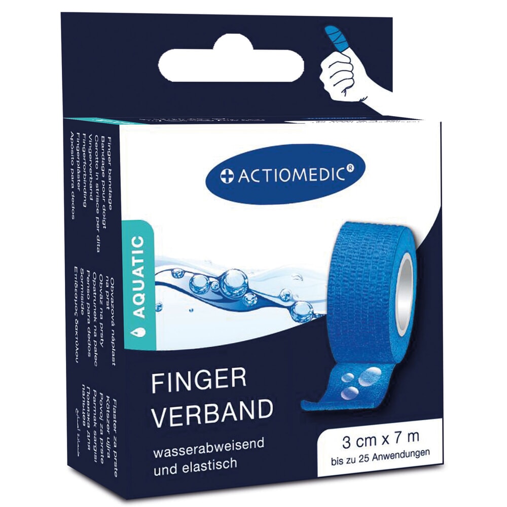 Produktabbildung: ACTIOMEDIC® Schnellverband AQUATIC, 3 cm x 7 m, blau