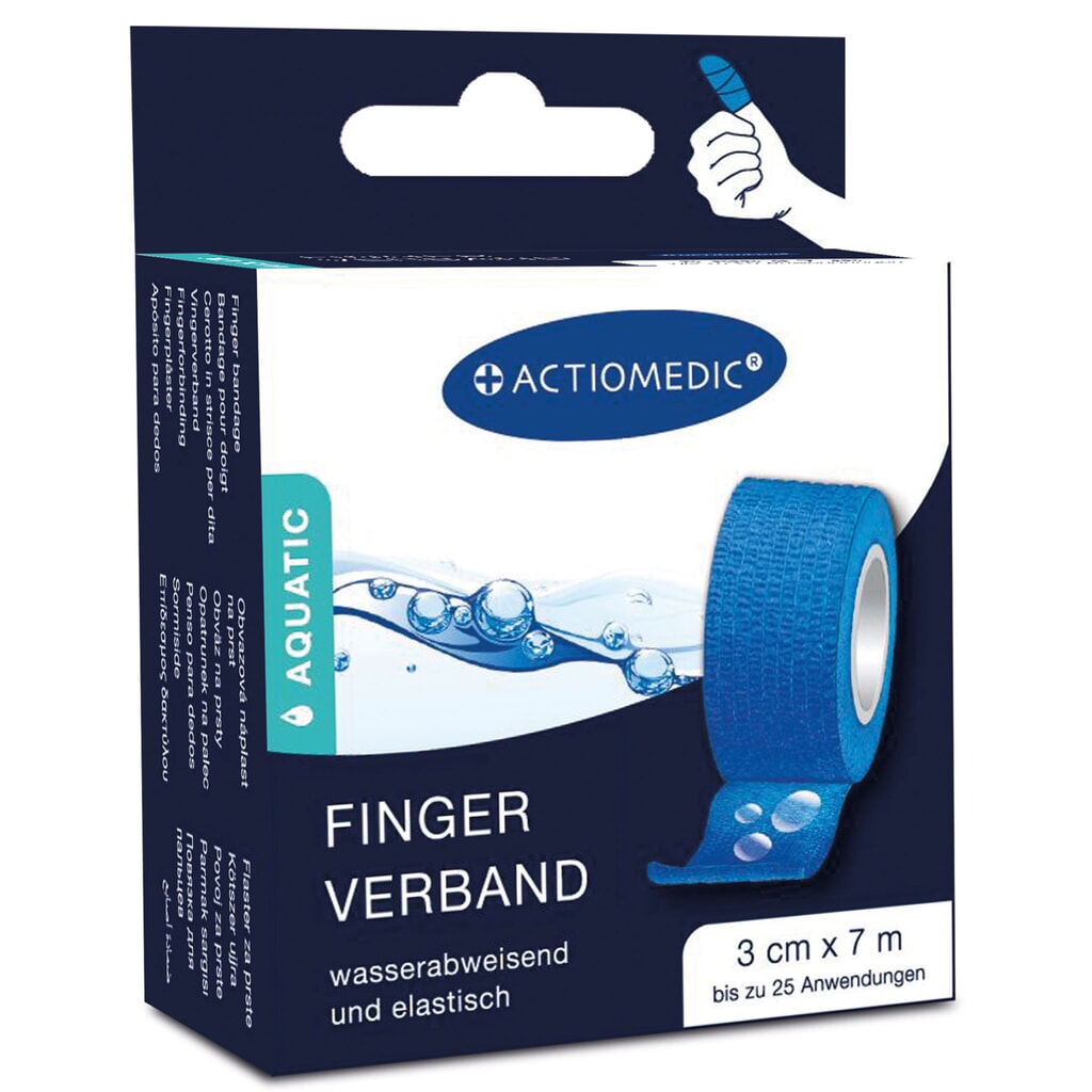 Produktabbildung: ACTIOMEDIC® Schnellverband AQUATIC, 3 cm x 7 m, blau