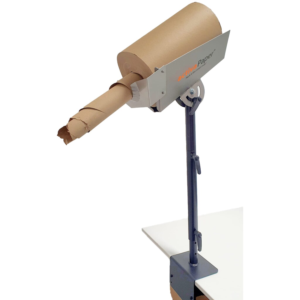 Produktabbildung: activaPaper® Papierpolstermaschine PA1500 für kleine Verpackungsmengen, manuell, Tisch- oder Bodenstativ, Kernlosrolle bis 70g²