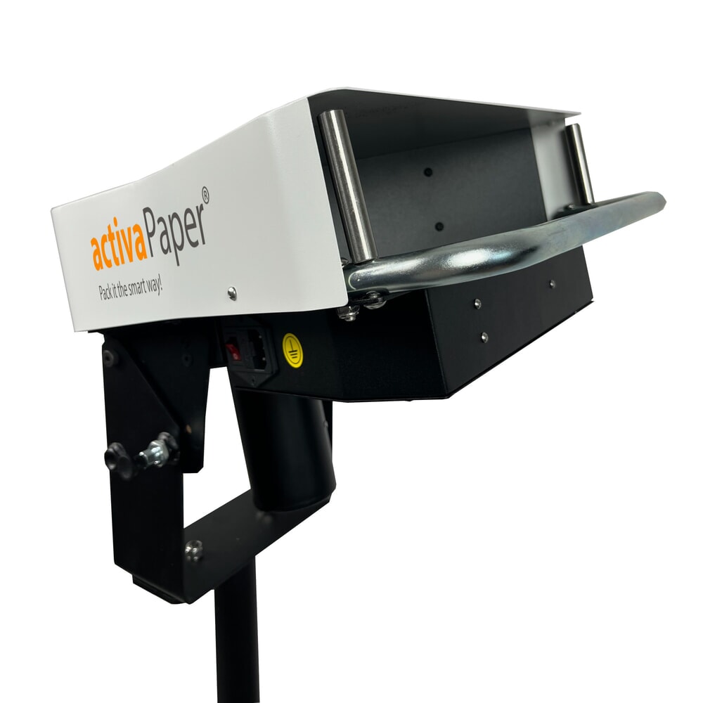 Produktabbildung Nr. 8: activaPaper® Papierpolstermaschine PA2000 für Einzel- oder Serienverpackung, elektrisch, Pedal, fahrbares Kreuz-Gestell, Faltpack von 50g² bis 70g²