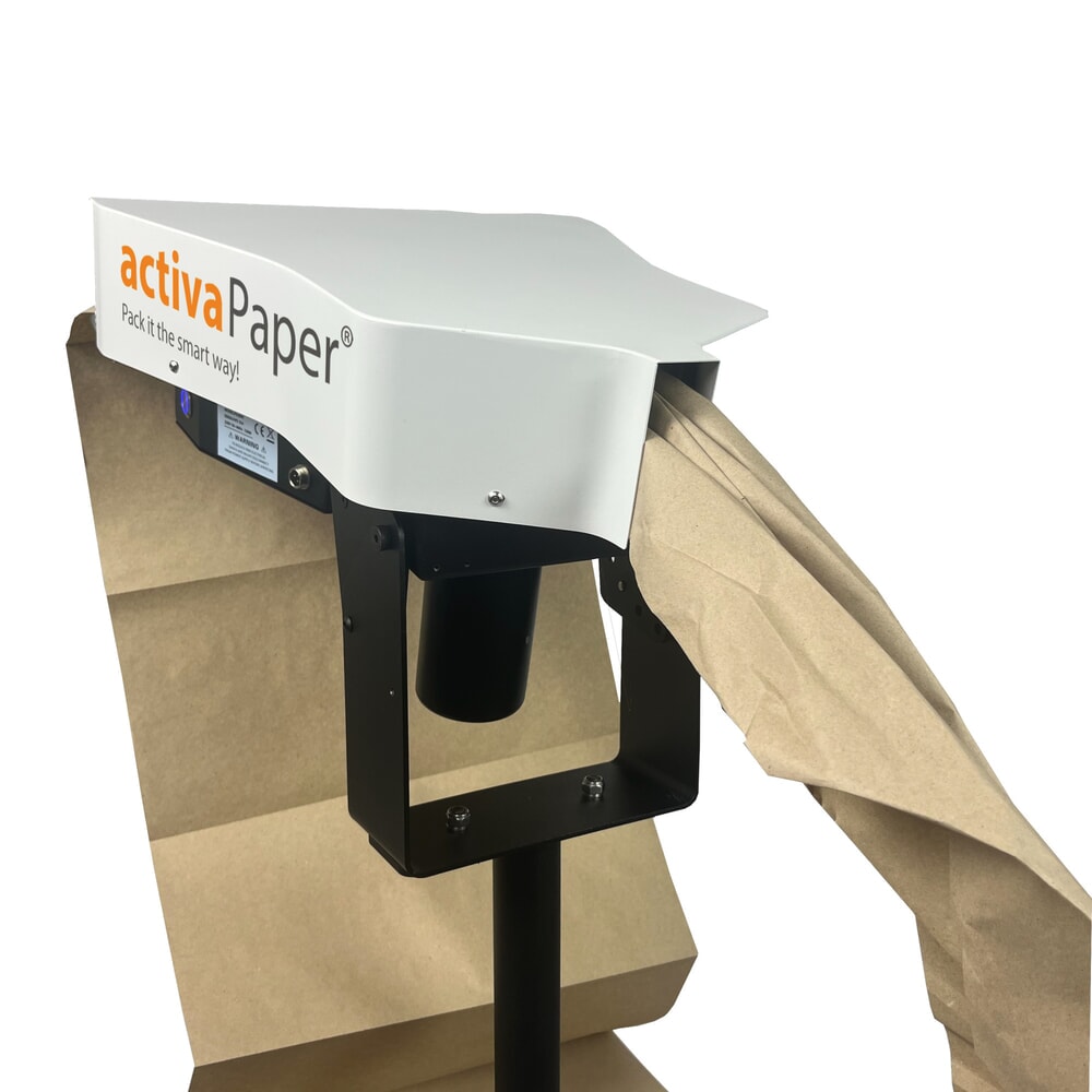 Produktabbildung Nr. 9: activaPaper® Papierpolstermaschine PA2000 für Einzel- oder Serienverpackung, elektrisch, Pedal, fahrbares Kreuz-Gestell, Faltpack von 50g² bis 70g²