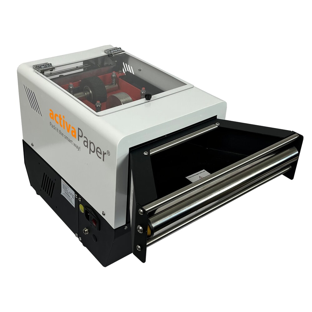 Produktabbildung Nr. 5: activaPaper® Papierpolstermaschine PA4600 für kleine bis mittlere Versandstationen, elektrisch, Pedal/Display, Rollenrahmen-Gestell, Faltpack von 50g² bis 70g²