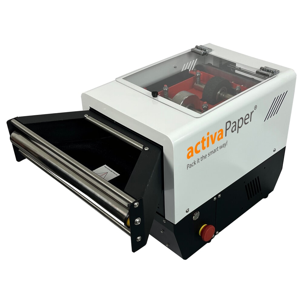 Produktabbildung Nr. 6: activaPaper® Papierpolstermaschine PA4600 für kleine bis mittlere Versandstationen, elektrisch, Pedal/Display, Rollenrahmen-Gestell, Faltpack von 50g² bis 70g²