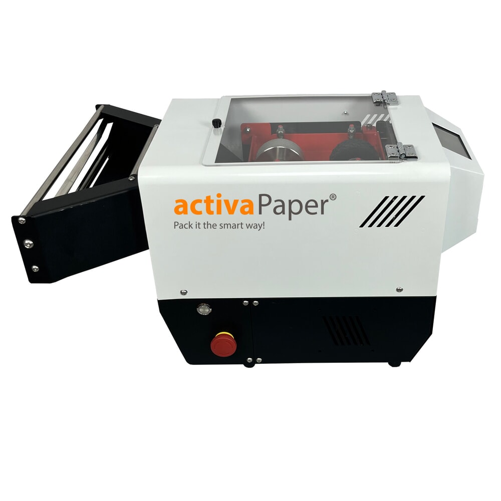 Produktabbildung Nr. 10: activaPaper® Papierpolstermaschine PA4600 für kleine bis mittlere Versandstationen, elektrisch, Pedal/Display, Rollenrahmen-Gestell, Faltpack von 50g² bis 70g²