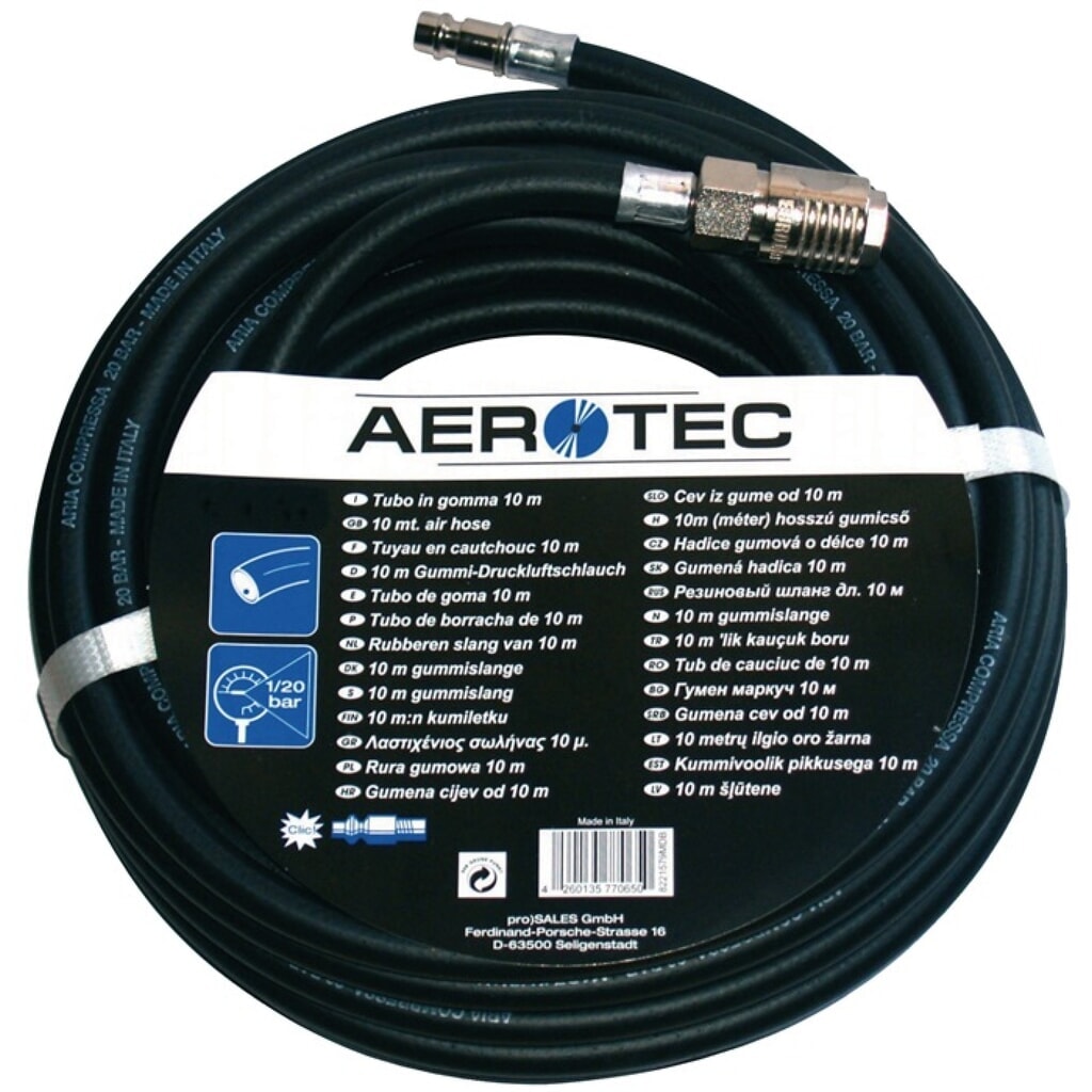 AEROTEC Druckluftschlauch ID 9mm L.10m Kuppl.DN 7,2 Produktabbildung: AEROTEC Druckluftschlauch ID 9mm L.10m Kuppl.DN 7,2