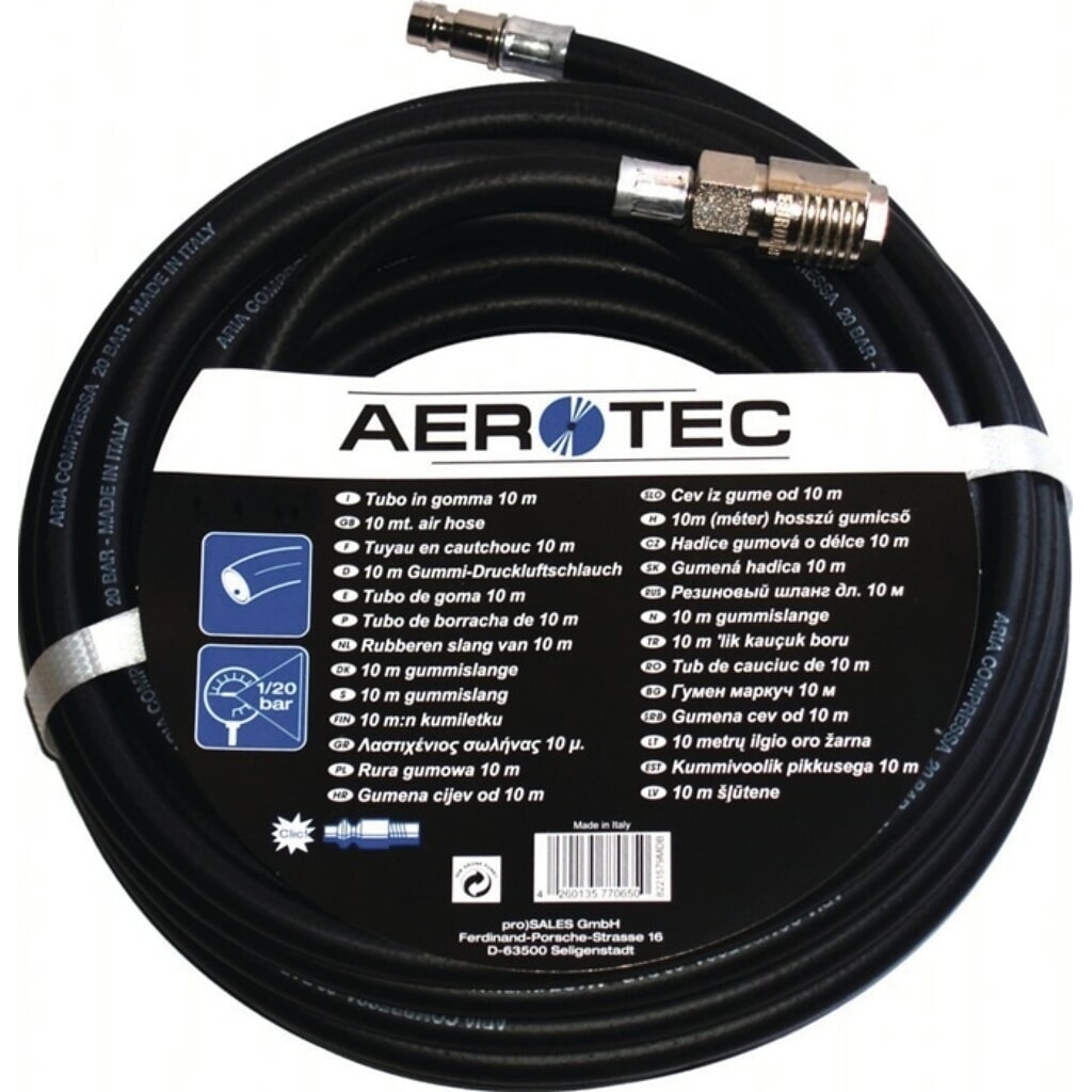 AEROTEC Druckluftschlauch, Länge 10 m, Innen-Ø 13 mm, Kupplung DN 7,2 Produktabbildung: AEROTEC Druckluftschlauch, Länge 10 m, Innen-Ø 13 mm, Kupplung DN 7,2