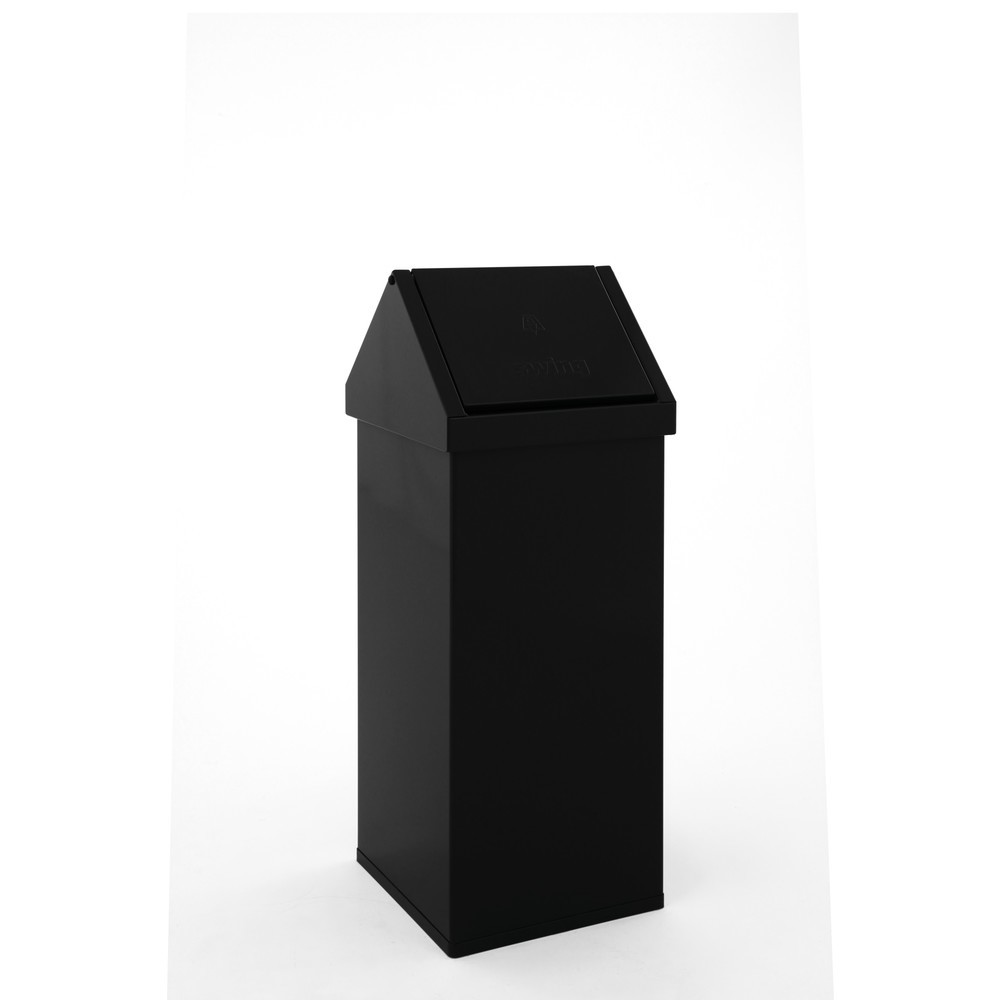 Product afbeelding: Afvalbak CARRO Swing, 110 liter, van aluminium, zwart