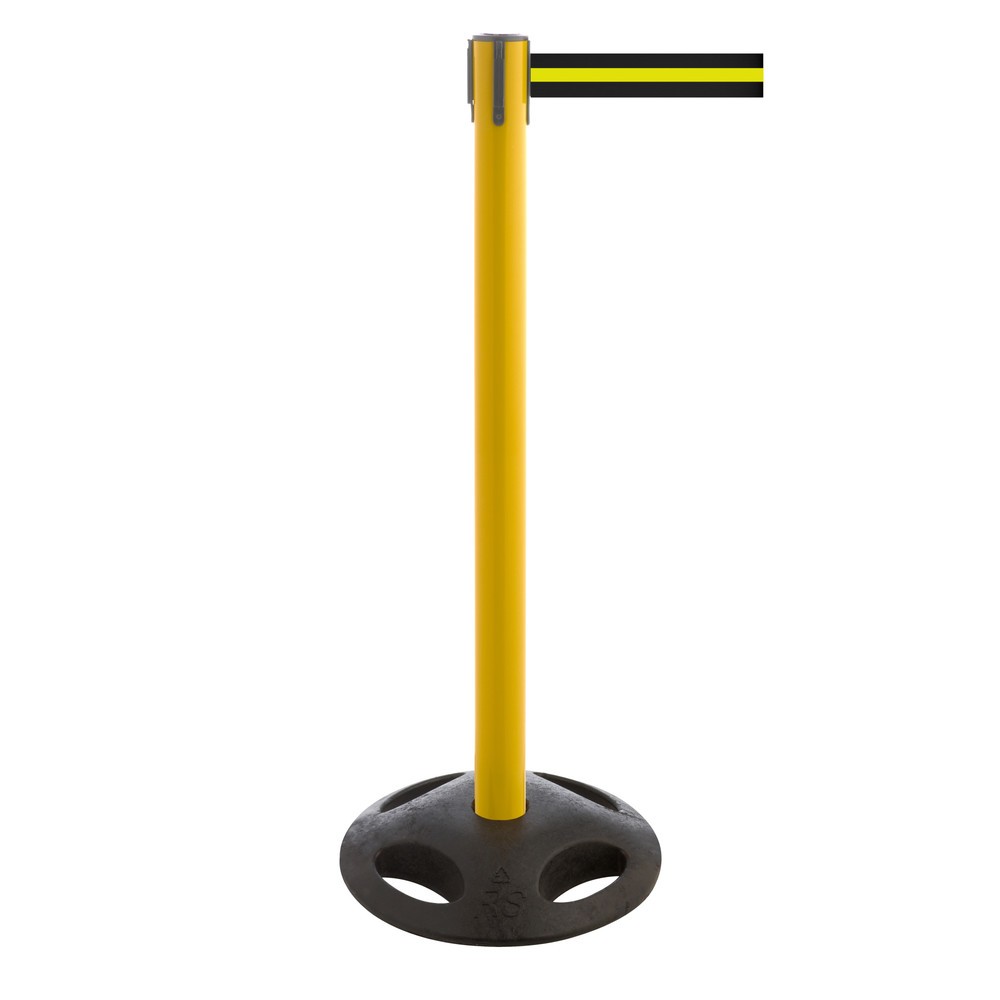Product afbeelding: Afzetpaal met lint RS-GUIDESYSTEMS®, bodemplaat van compoundmateriaal, lintbreedte 100 mm, geel, zwart/geel horizontaal gestreept