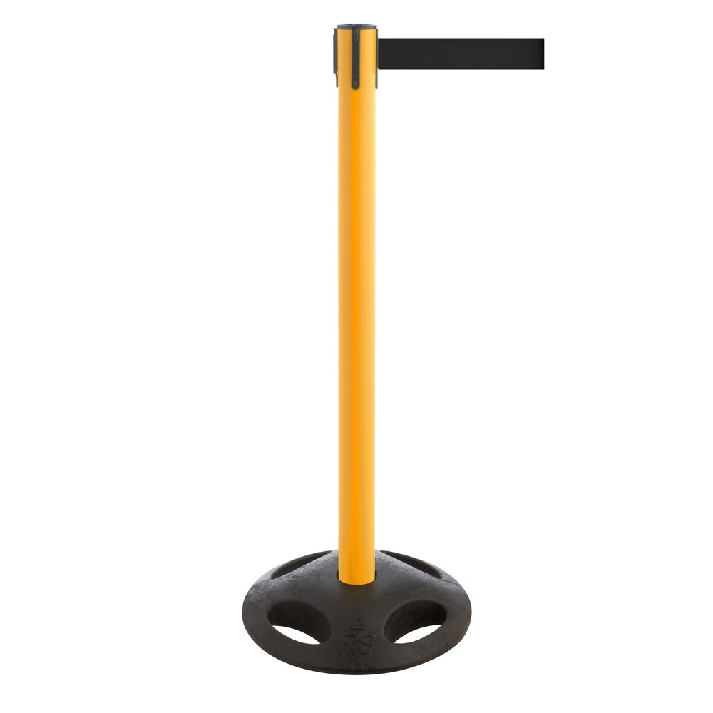 Product afbeelding: Afzetpaal met lint RS-GUIDESYSTEMS®, bodemplaat van compoundmateriaal, lintbreedte 100 mm, geel, zwart