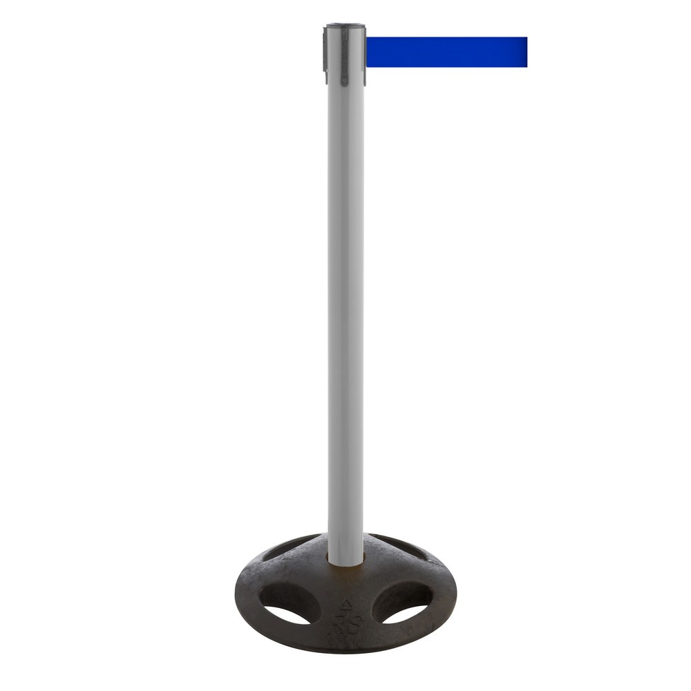 Product afbeelding: Afzetpaal met lint RS-GUIDESYSTEMS®, bodemplaat van compoundmateriaal, lintbreedte 100 mm, antraciet, blauw