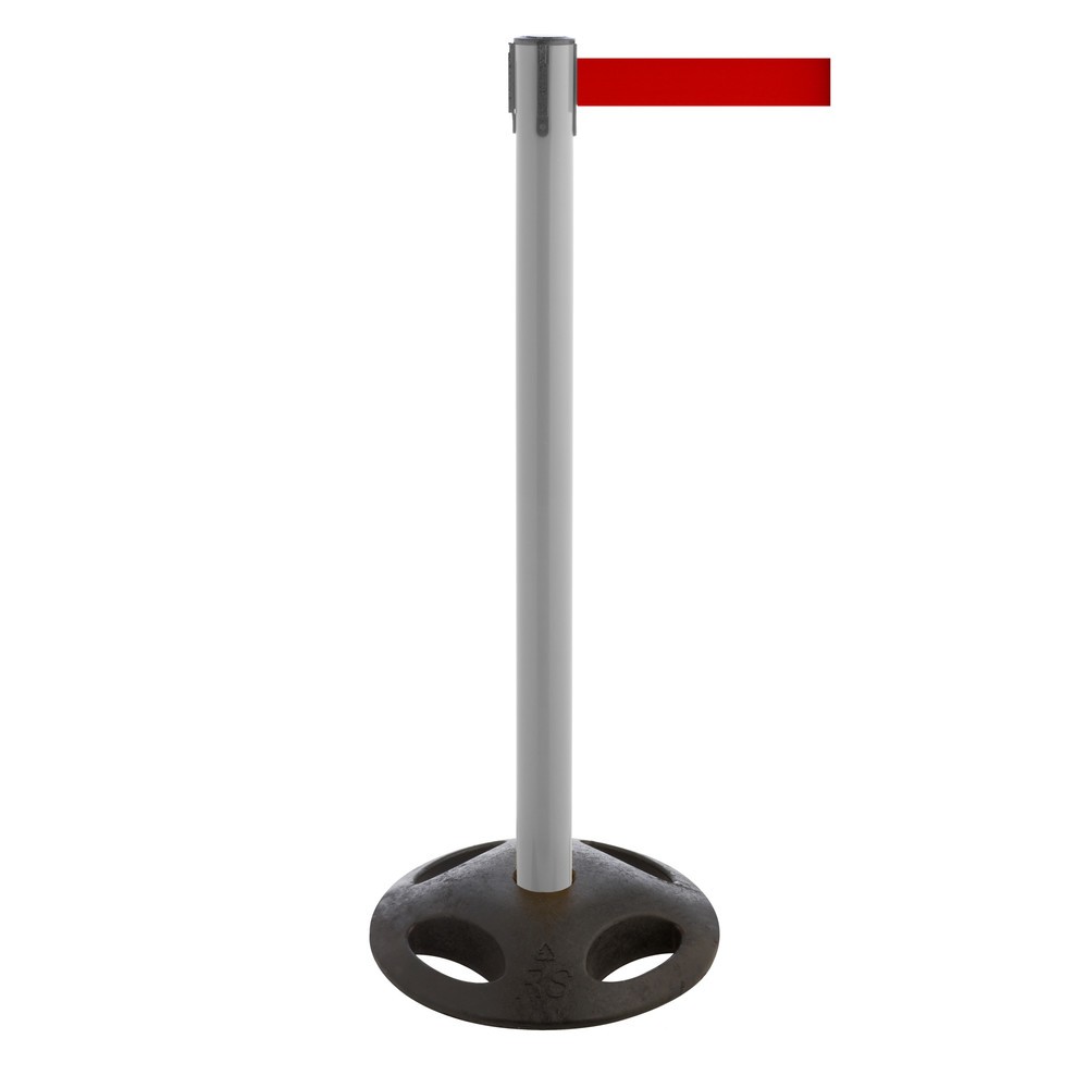Product afbeelding: Afzetpaal met lint RS-GUIDESYSTEMS®, bodemplaat van compoundmateriaal, lintbreedte 100 mm, antraciet, rood