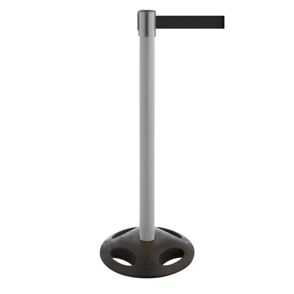 Product afbeelding: Afzetpaal met lint RS-GUIDESYSTEMS®, bodemplaat van compoundmateriaal, lintbreedte 100 mm, antraciet, zwart