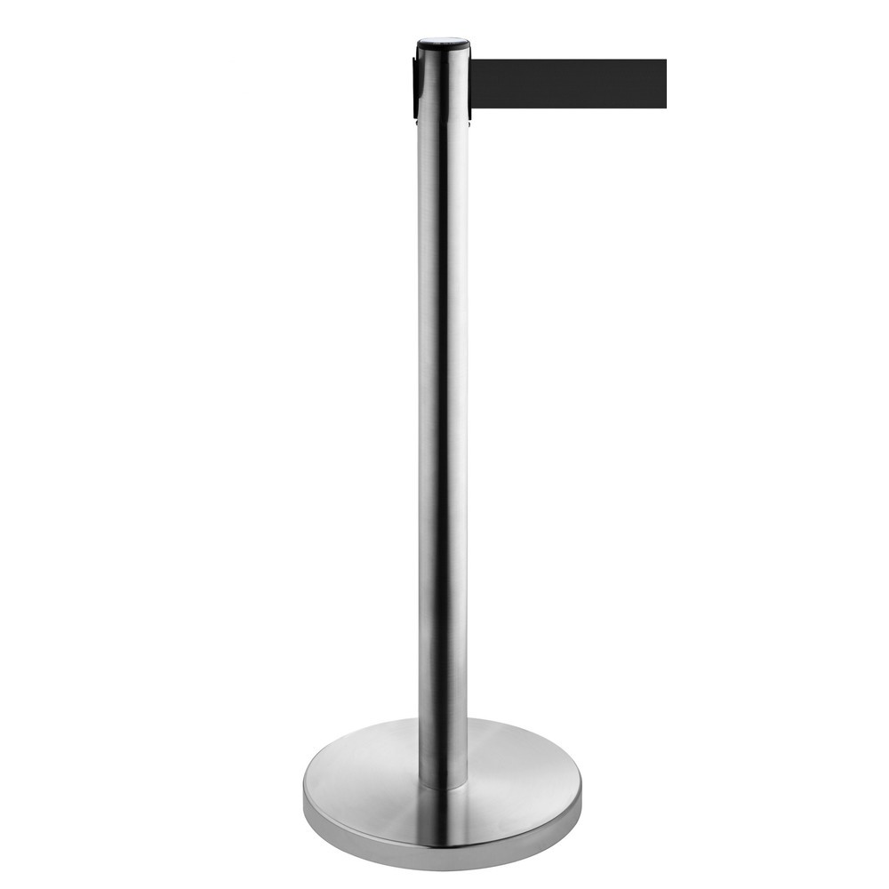 Product afbeelding: Afzetpaal met lint RS-GUIDESYSTEMS®, roestvrij staal, lintbreedte 50 mm, zwart, 2,3 m