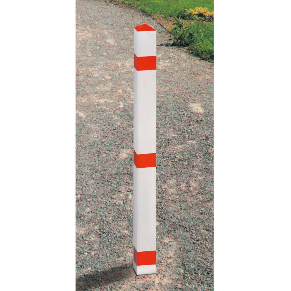 Product afbeelding: Afzetpaal van aluminium, vierkant 70 x 70 mm met grondanker, rood