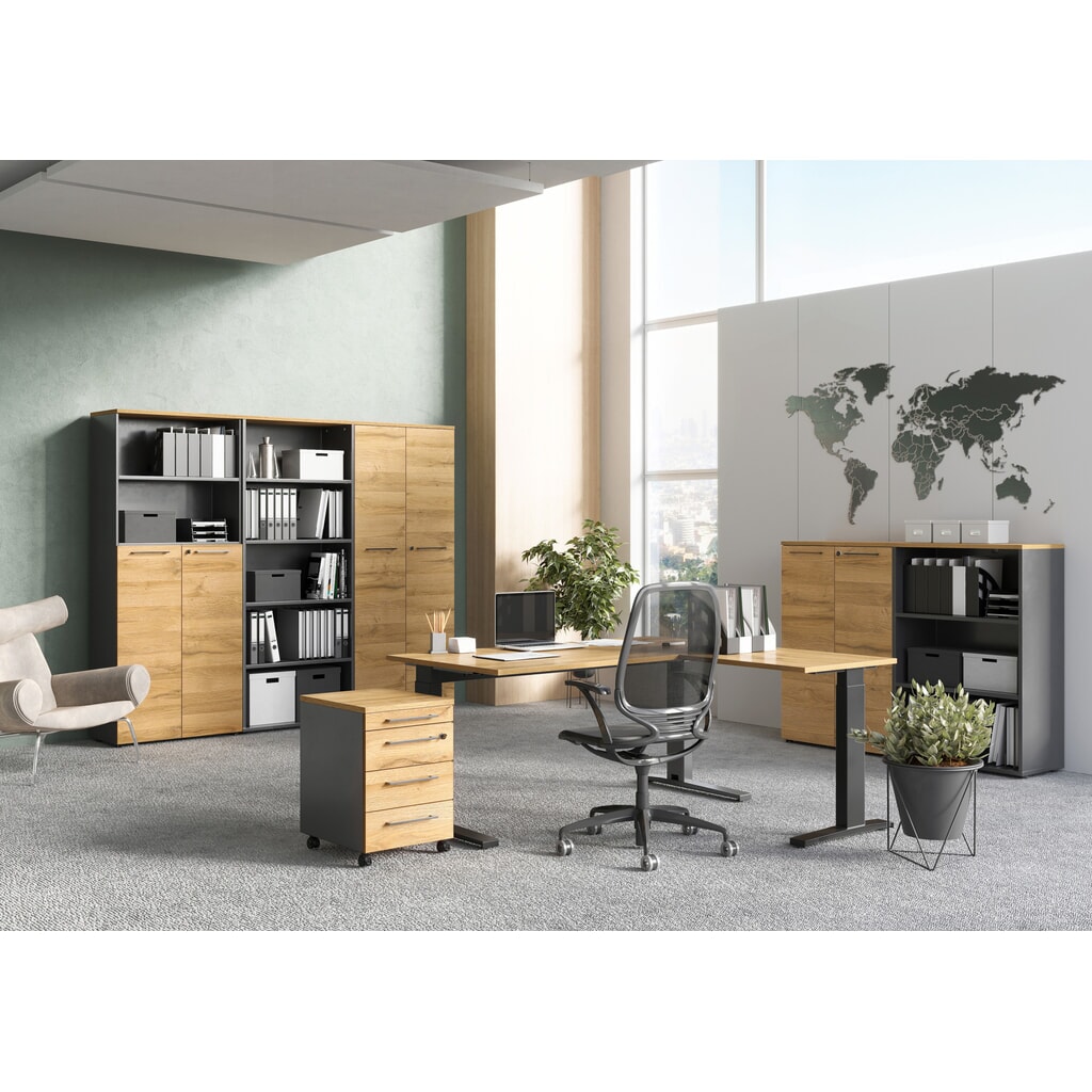 Produktabbildung Nr. 3: Aktenschrank AGENDA, geschlossen, 2 Flügeltüren, Höhe 1.200 mm, Breite 800 mm, Graphit/Grandson-Eiche-Nb.