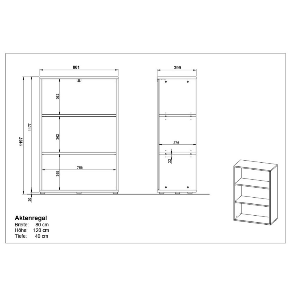 Produktabbildung Nr. 8: Aktenregal AGENDA, 3 Fächer, Höhe 1.200 mm, Breite 800 mm, Graphit/Grandson-Eiche-Nb.