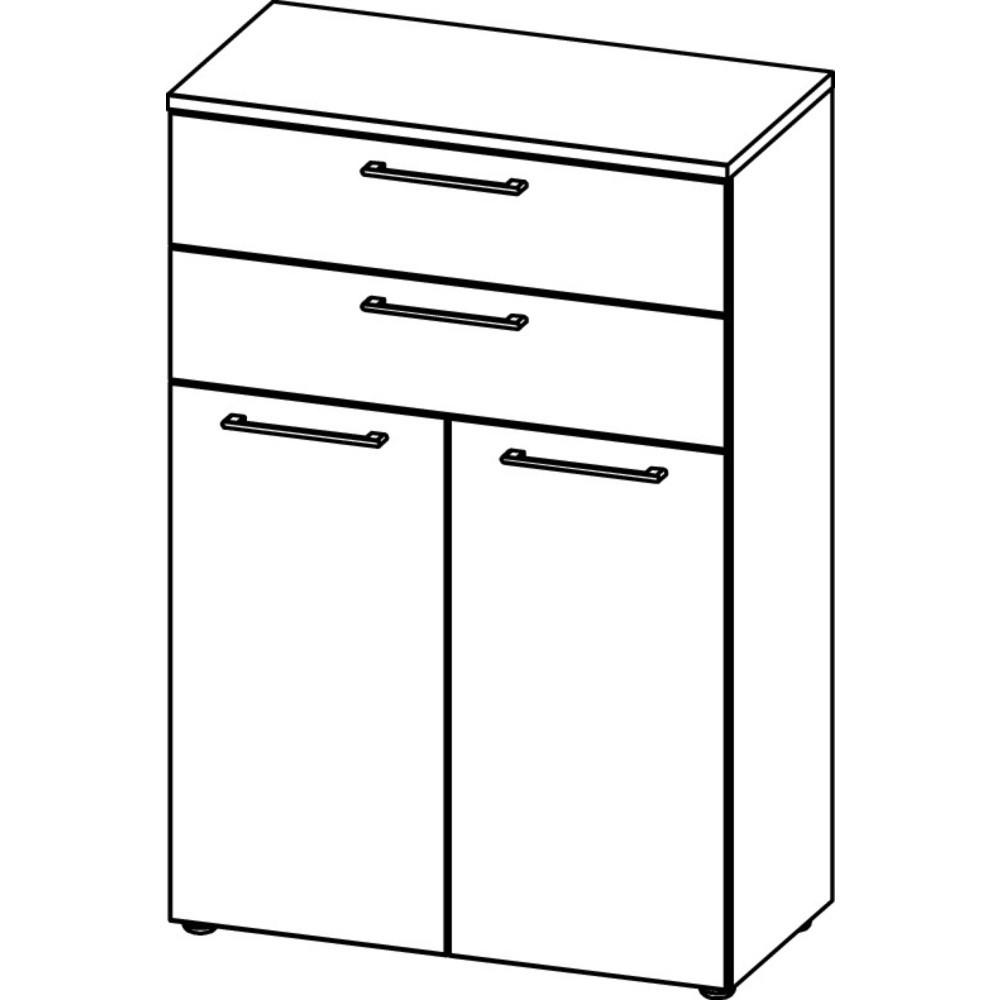 Produktabbildung Nr. 7: Aktenschrank AGENDA, 2 Flügeltüren und 2 Schubladen, Graphit/Grandson-Eiche-Nb.