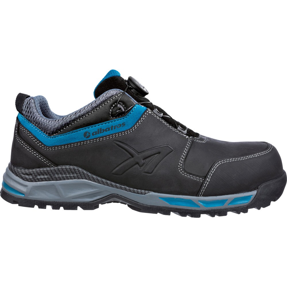 Produktabbildung: albatros Sicherheitshalbschuh TOFANE BLACK QL LOW S3 ESD HRO SRC Größe 43, schwarz-blau