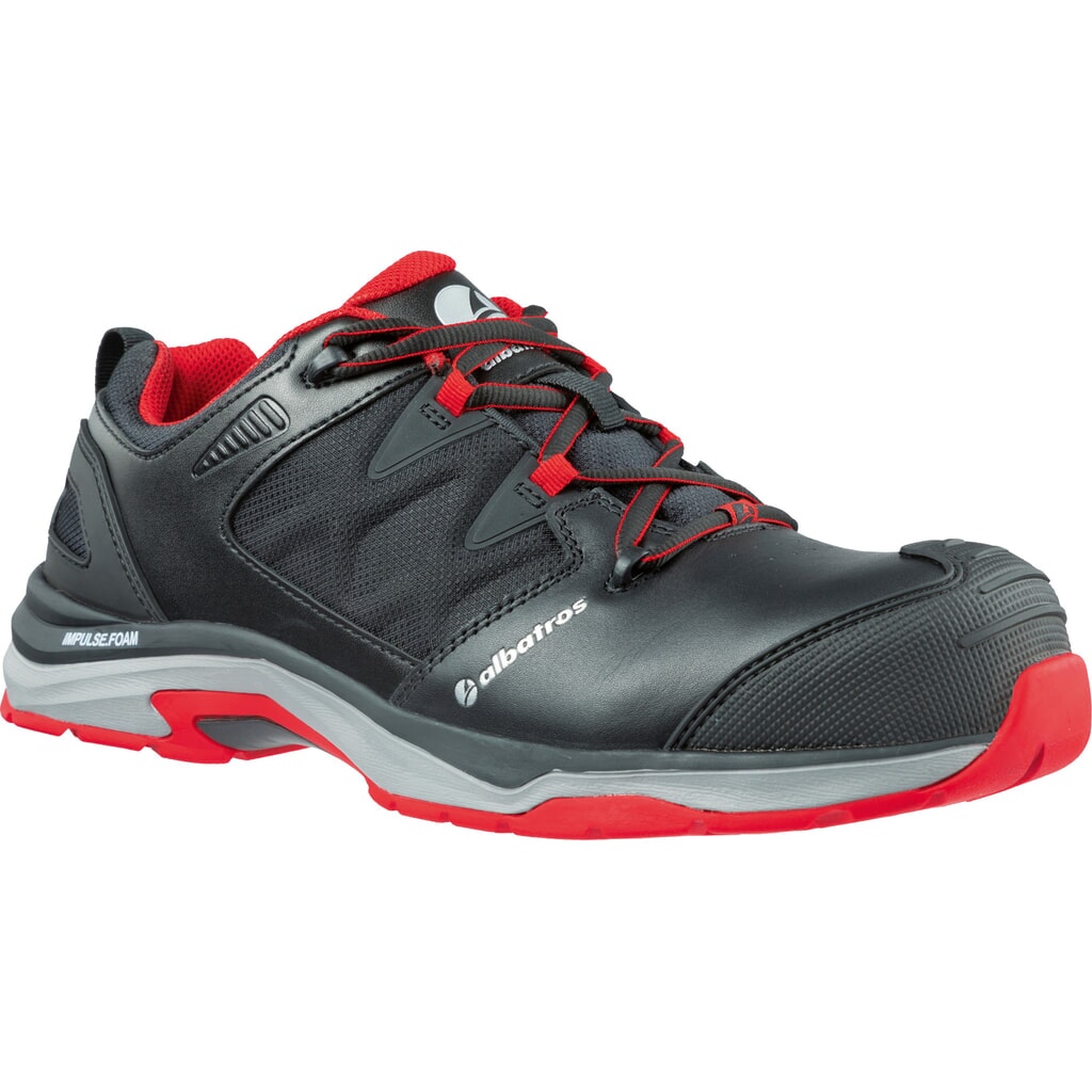 albatros Sicherheitshalbschuh ULTRATRAIL BLACK LOW S3 ESD HRO SRC Größe 36, schwarz/rot Produktabbildung: albatros Sicherheitshalbschuh ULTRATRAIL BLACK LOW S3 ESD HRO SRC Größe 36, schwarz/rot