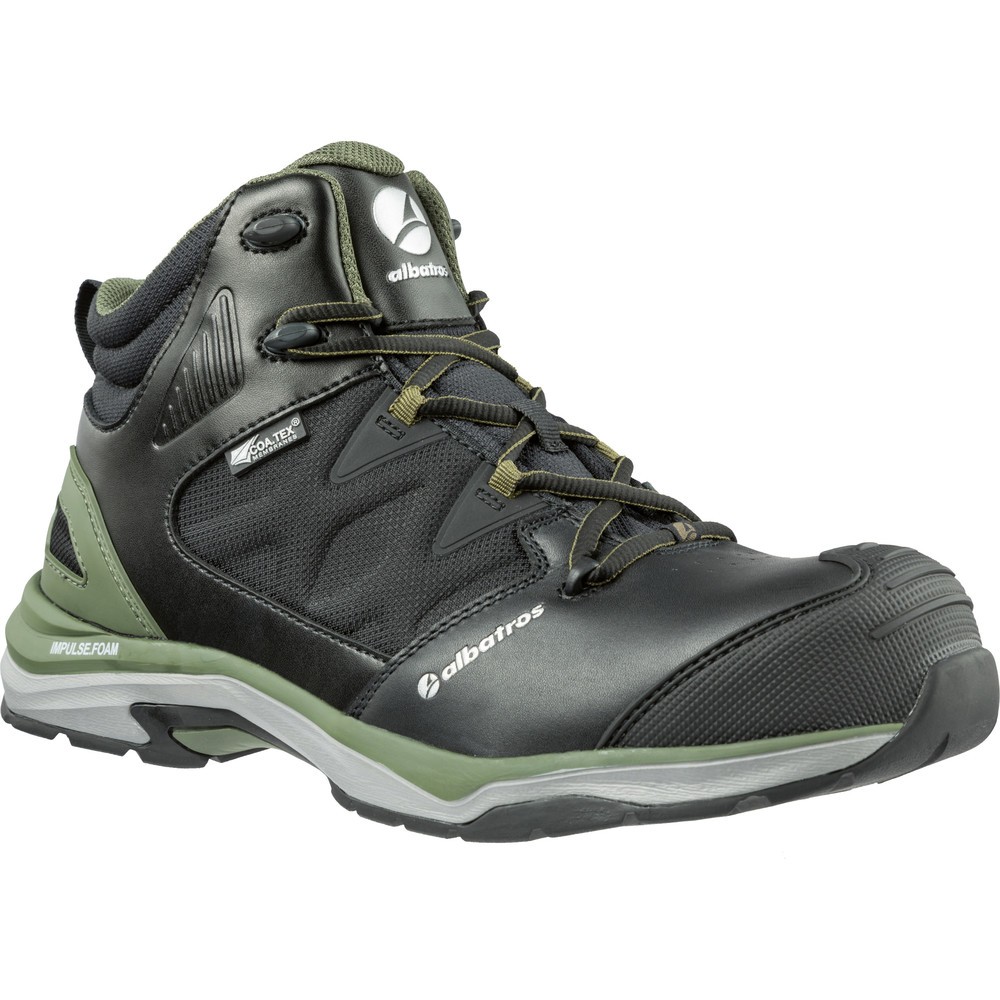 Produktabbildung: albatros Sicherheitsstiefel ULTRATRAIL OLIVE CTX MID S3 ESD WR HRO SRC Größe 47, schwarz/oliv