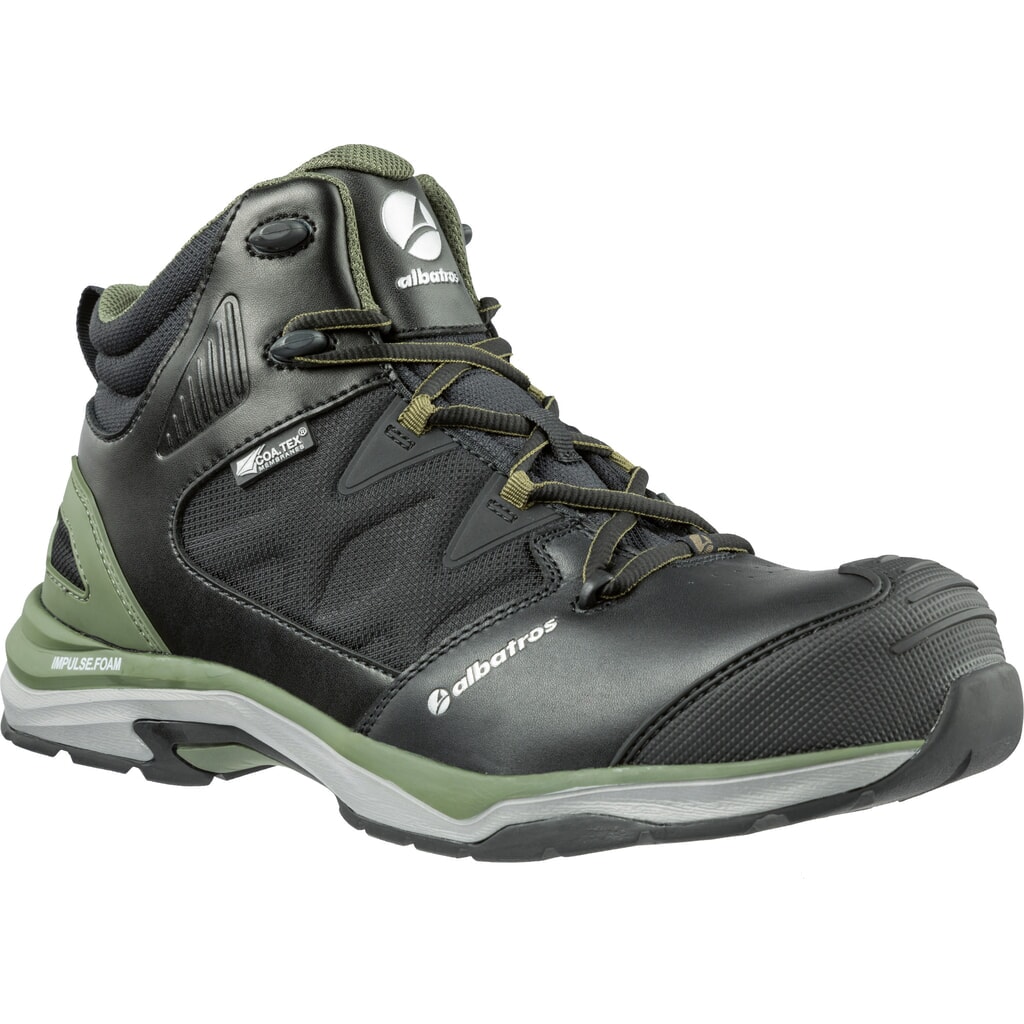 albatros Sicherheitsstiefel ULTRATRAIL OLIVE CTX MID S3 ESD WR HRO SRC Größe 45, schwarz/oliv Produktabbildung: albatros Sicherheitsstiefel ULTRATRAIL OLIVE CTX MID S3 ESD WR HRO SRC Größe 45, schwarz/oliv